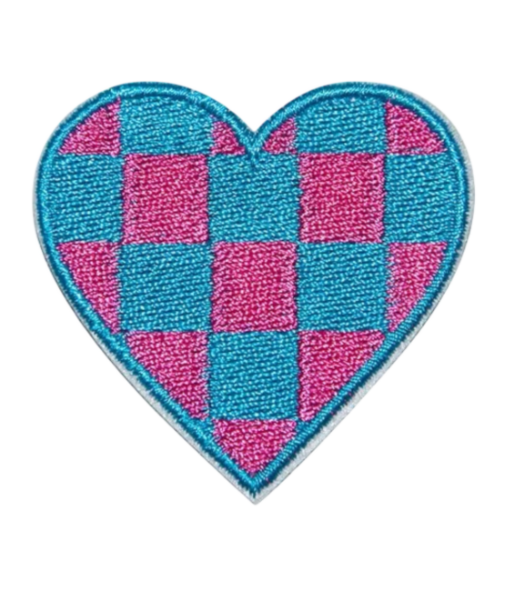 Checkered Heart iron on patches