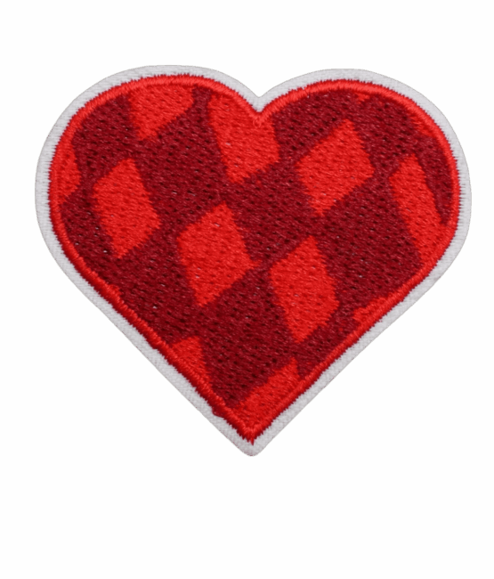 Red checkered heart iron on patches