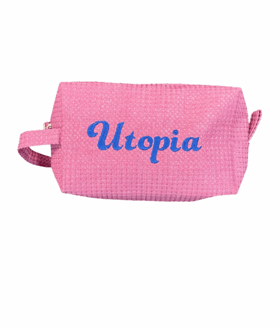 Classic Monogram Text Waffle Pouch Personalized Waffle Cosmetic Bag