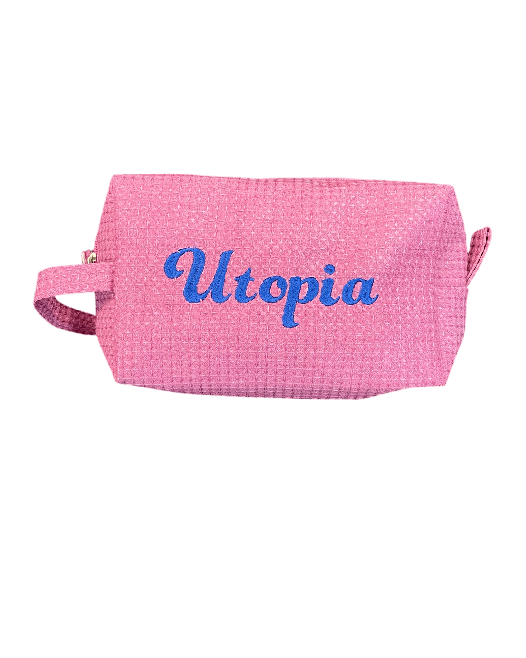 Classic Monogram Text Waffle Pouch Personalized Waffle Cosmetic Bag