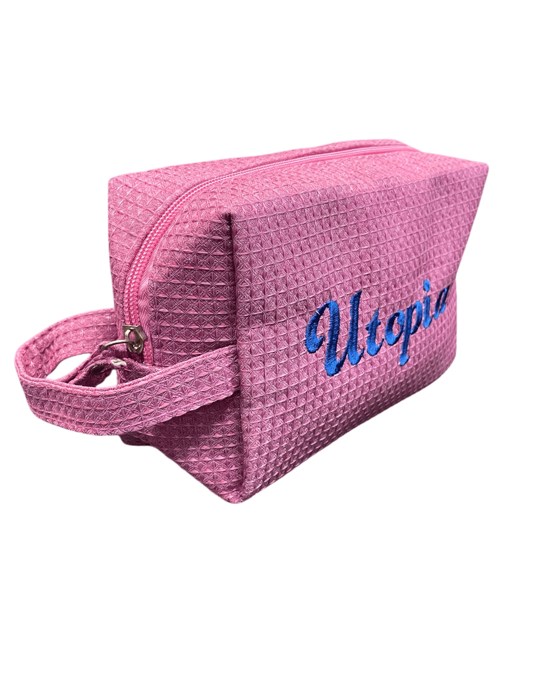 Classic Monogram Text Waffle Pouch Personalized Waffle Cosmetic Bag - Image 2