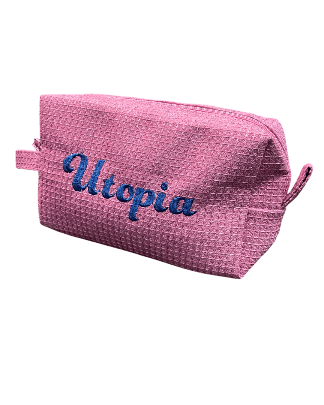Classic Monogram Text Waffle Pouch Personalized Waffle Cosmetic Bag - Image 3