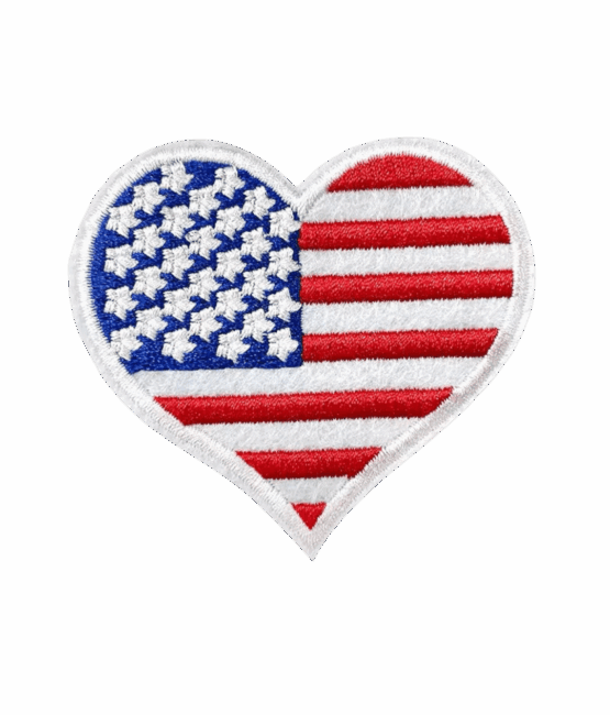 Heart flag iron on patch