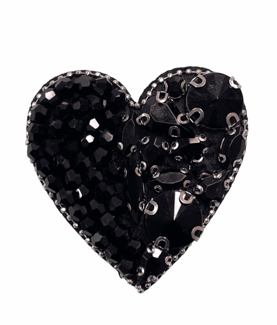 White heart flower beaded patches
