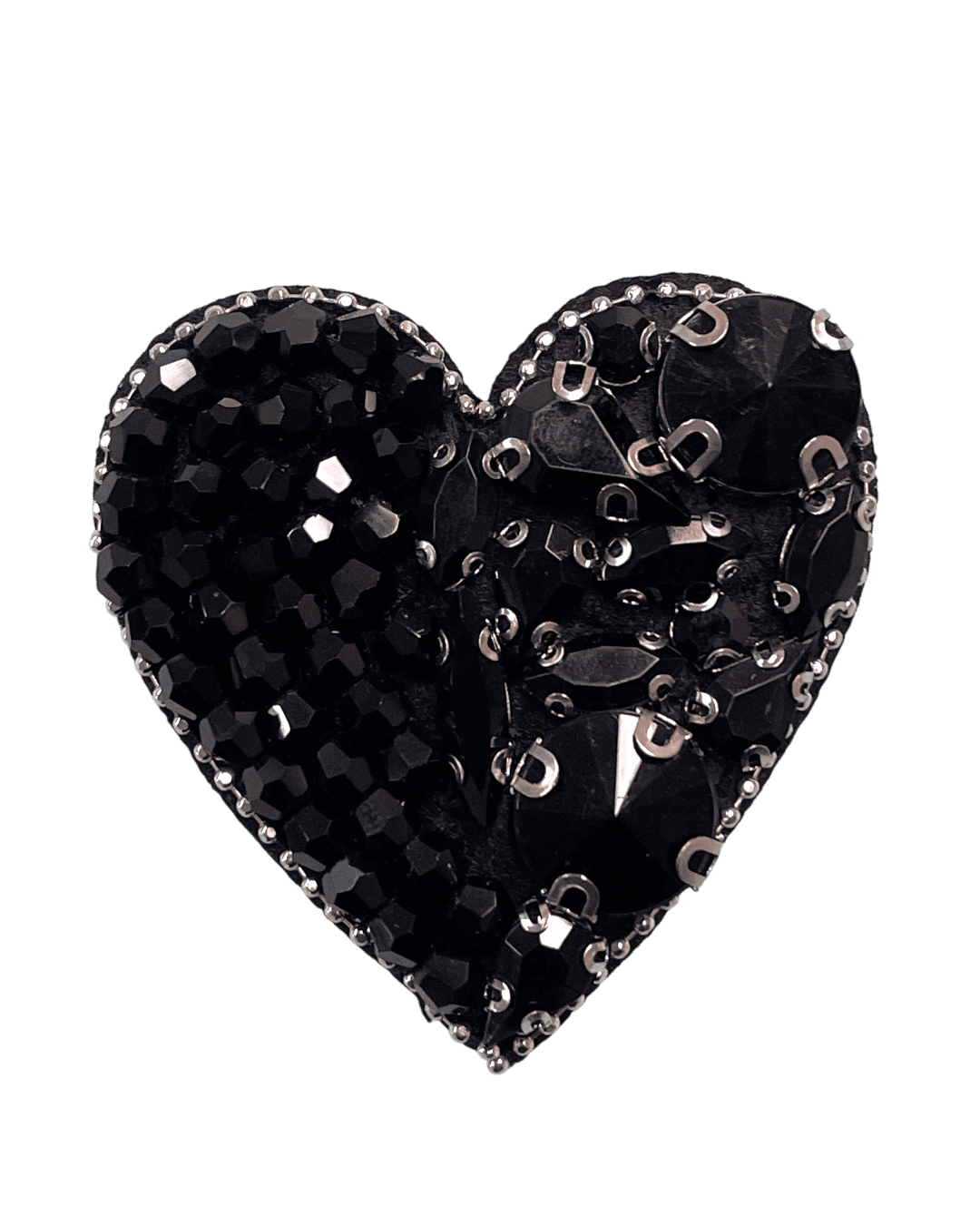 White heart flower beaded patches