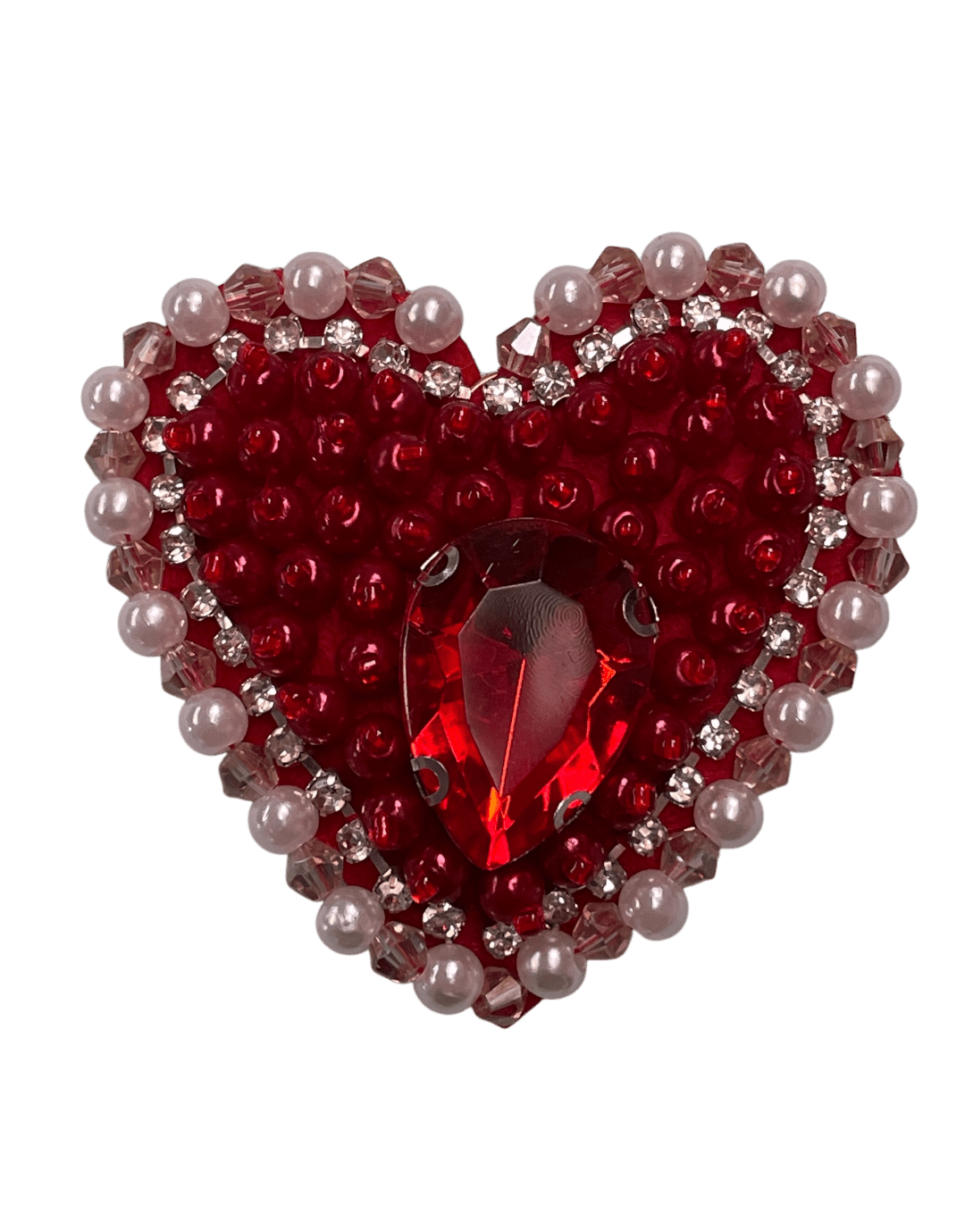 Red black heart beaded patches