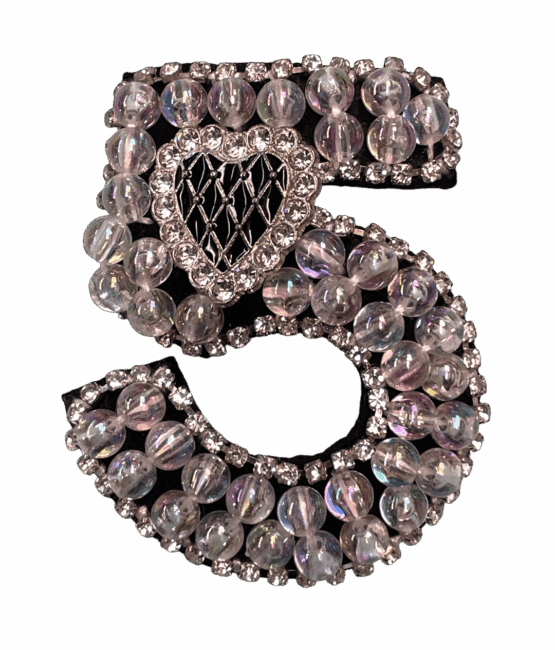 Number 5 beaded patches