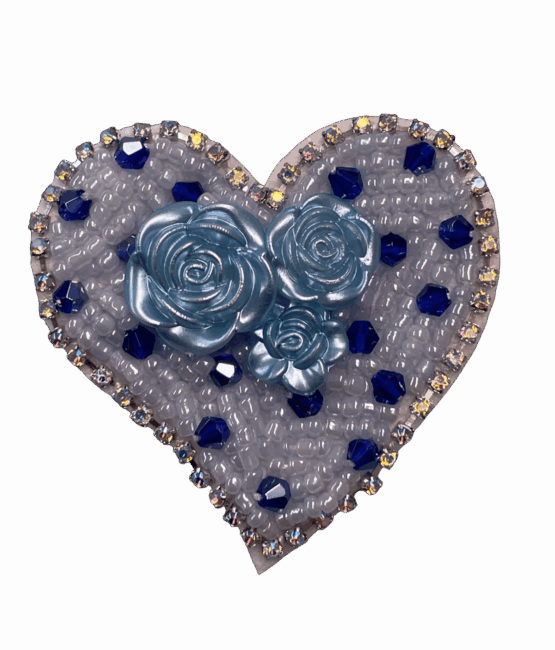 White pearl Heart Beaded patches