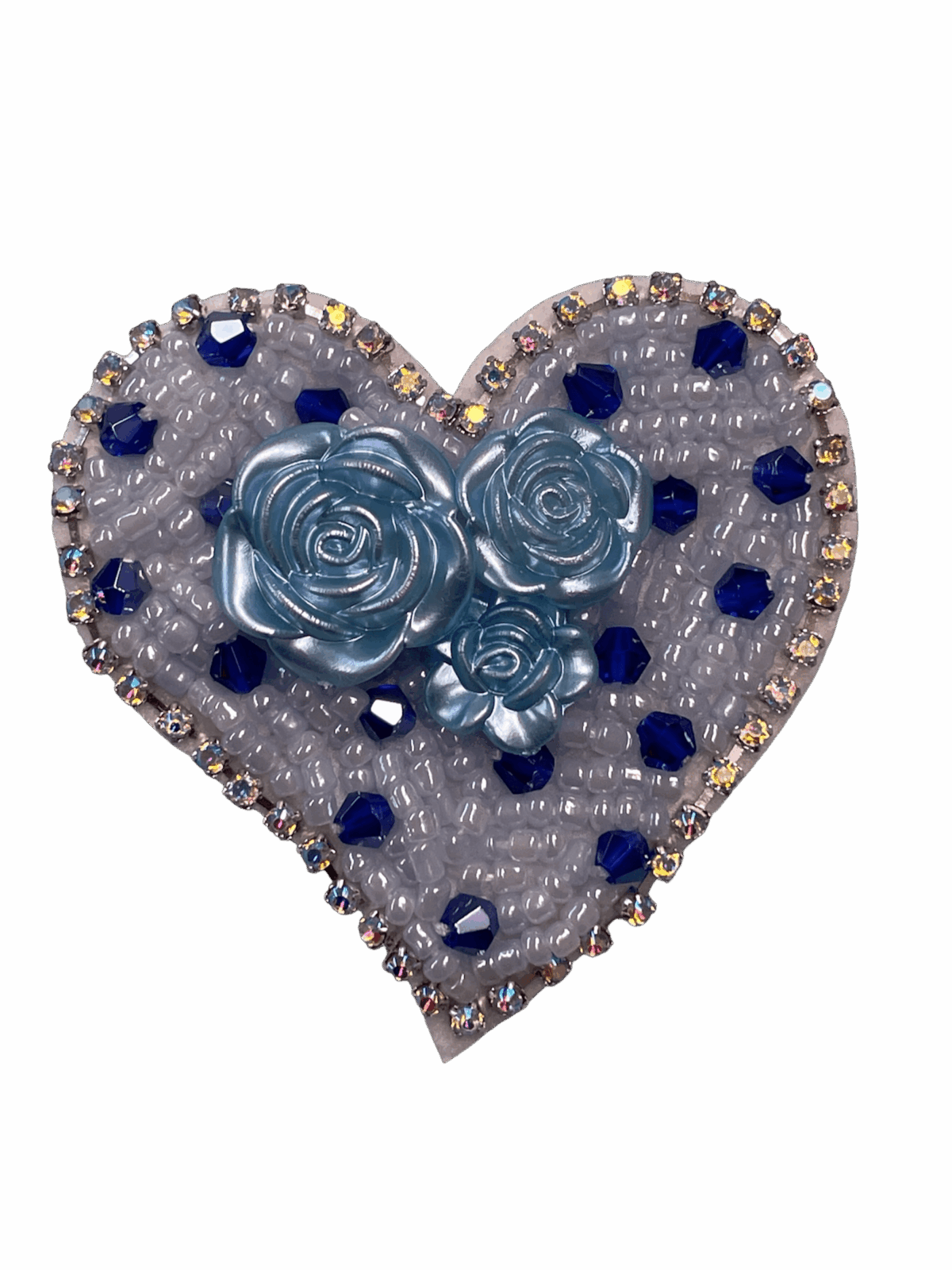 White pearl Heart Beaded patches