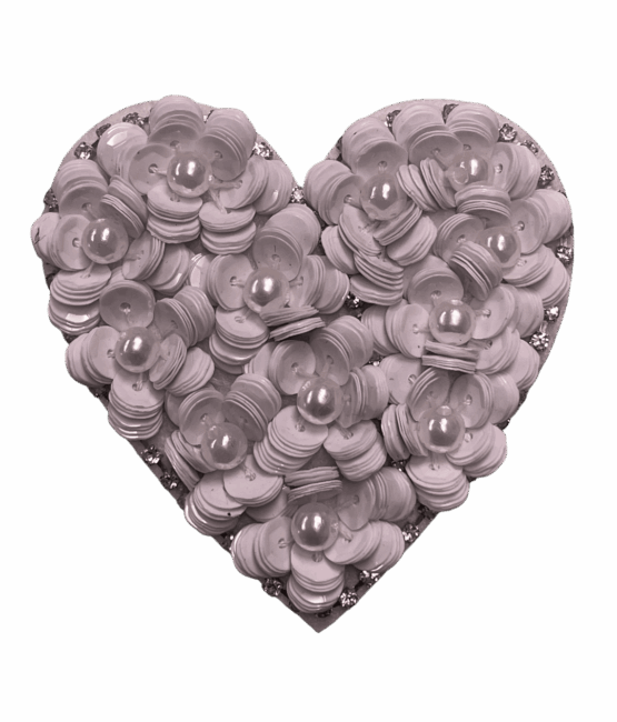 White heart beaded patches