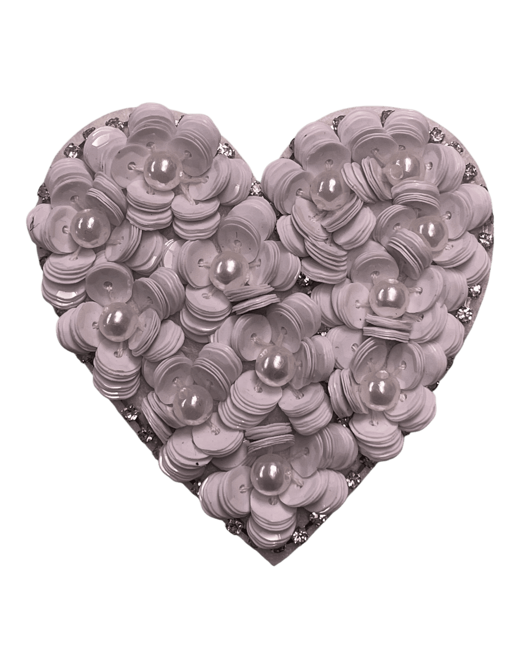 White heart beaded patches