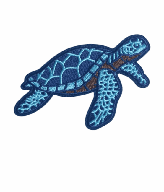 Blue pattern iron on turtle patches