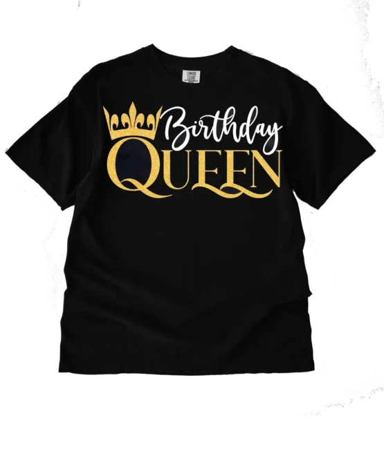 Gold Birthday queen DTF birthday heat transfers