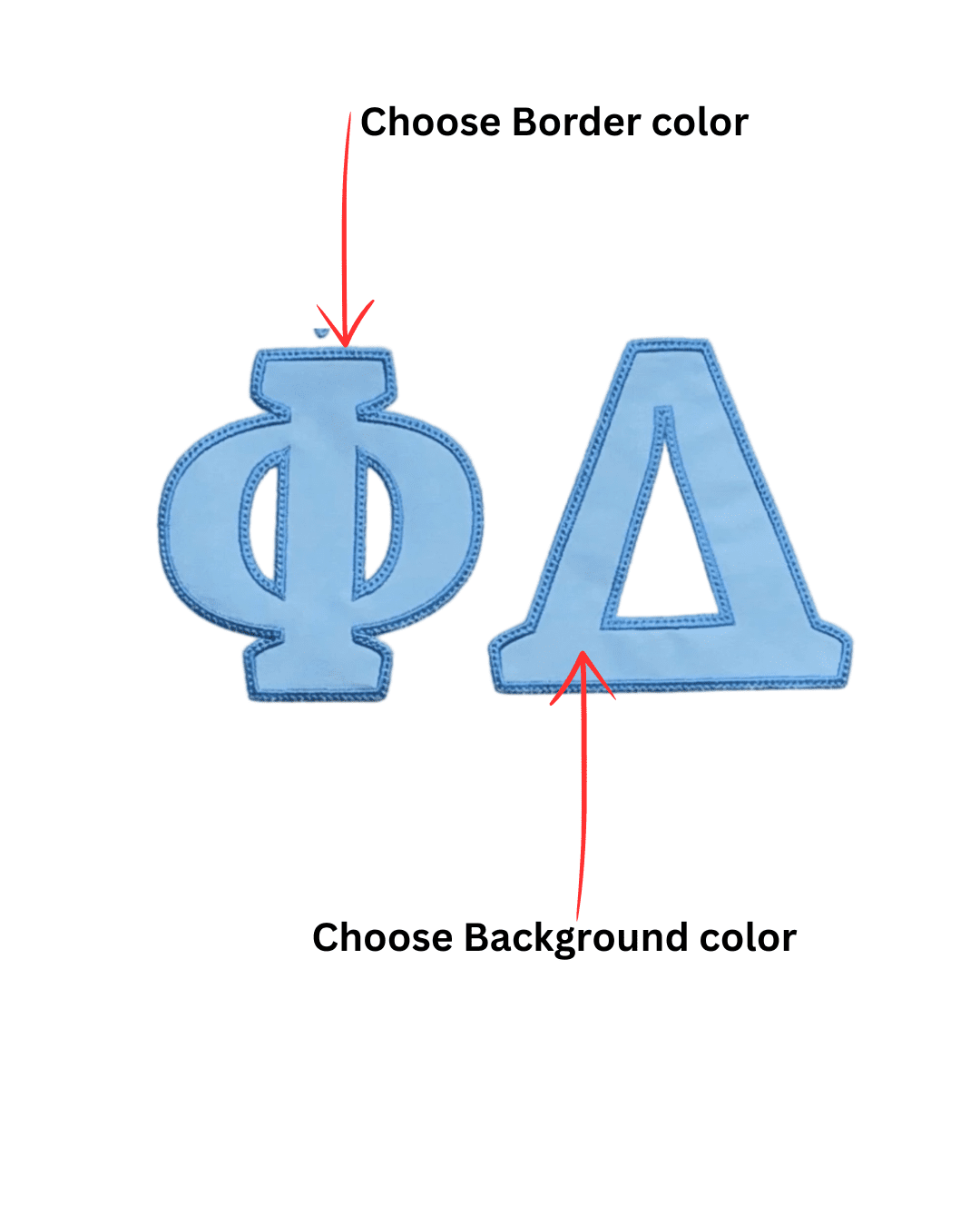Custom Greek letter embroidery patch