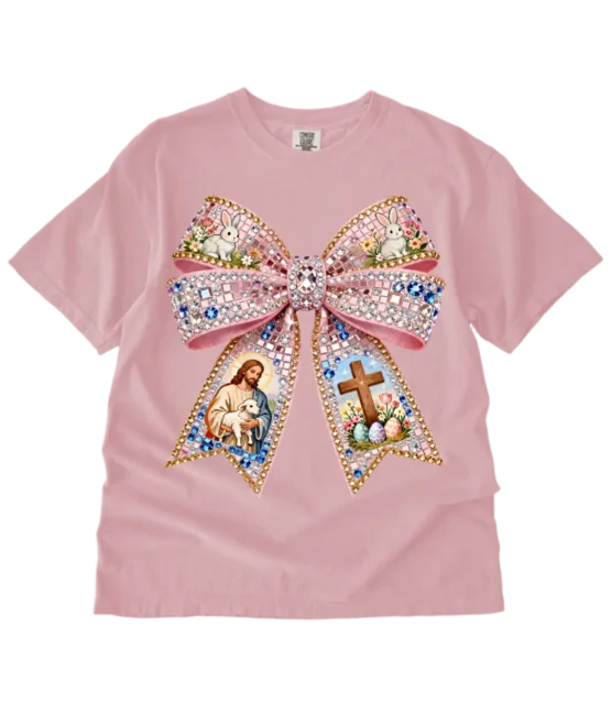 Easter Bow Faux Rhinestones DTF TRANSFER