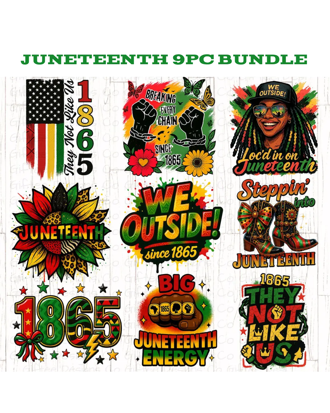 9pcs Bundle Juneteenth heat transfers