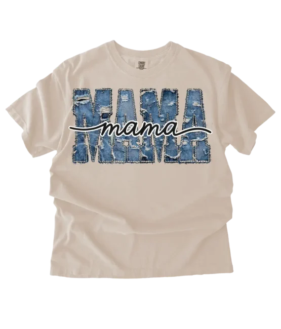 Faux denim Mama DTF transfers