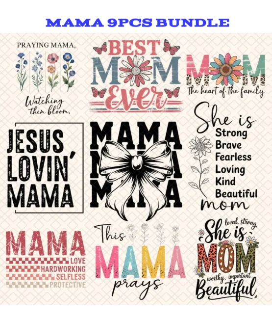 9Pcs bundle Mama DTF transfers 5