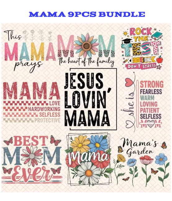 9Pcs bundle Mama DTF transfers 2