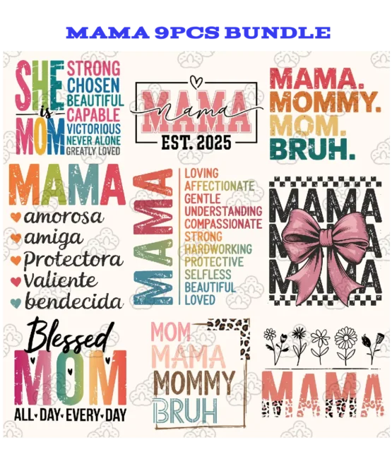 9Pcs bundle Mama DTF transfers