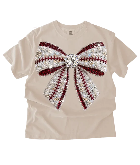 Silver Bow Faux Rhinestones DTF TRANSFER