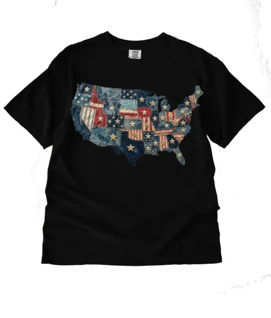 USA map 4th of July heat transfers
