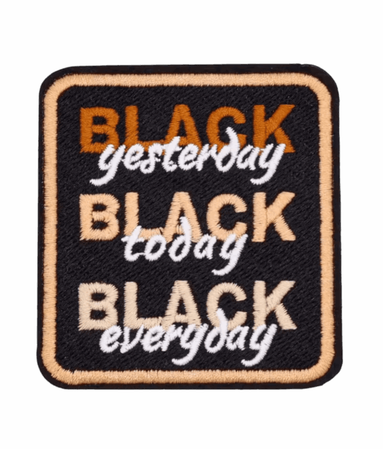 Black yesterday iron on embroidery patches