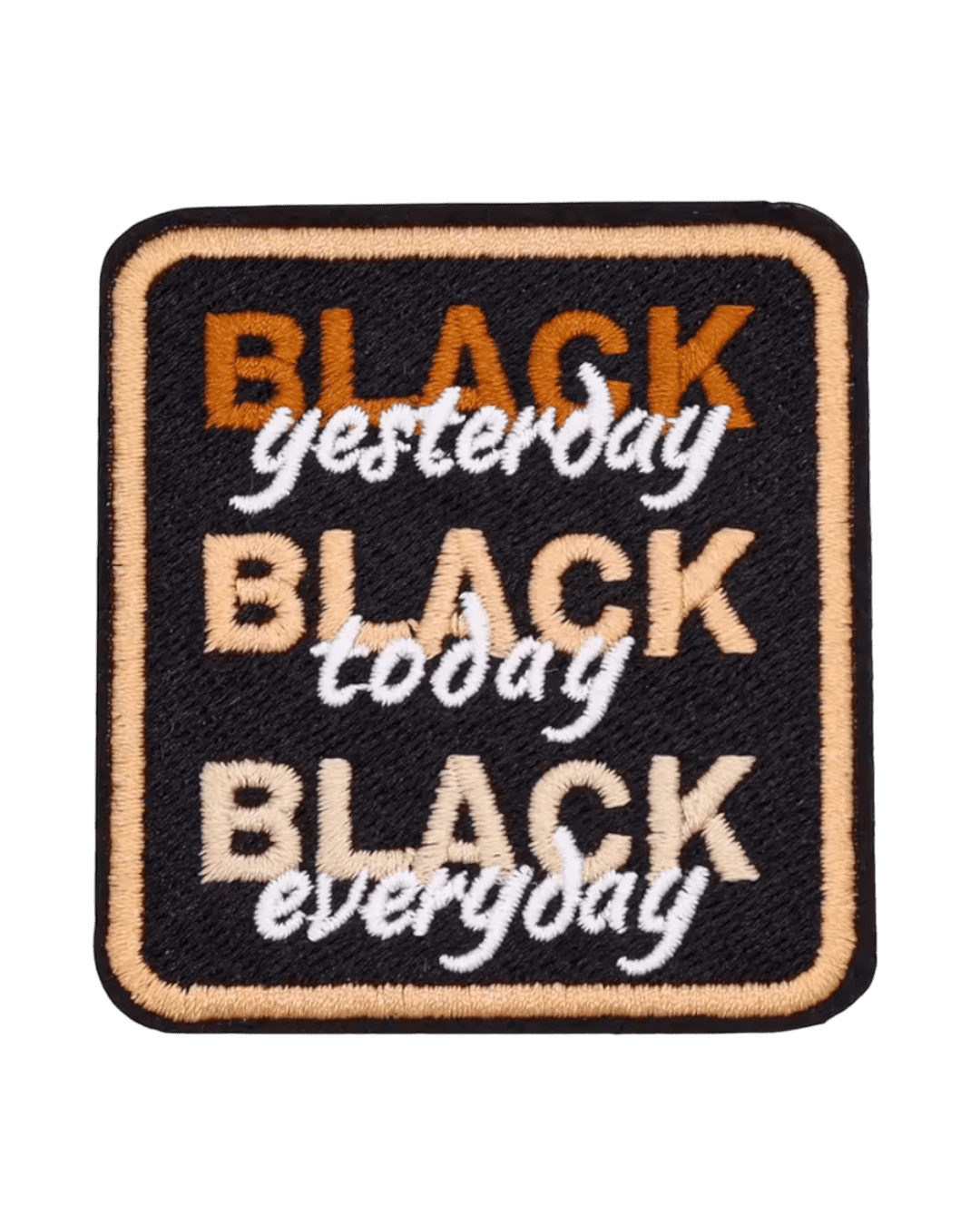 Black yesterday iron on embroidery patches