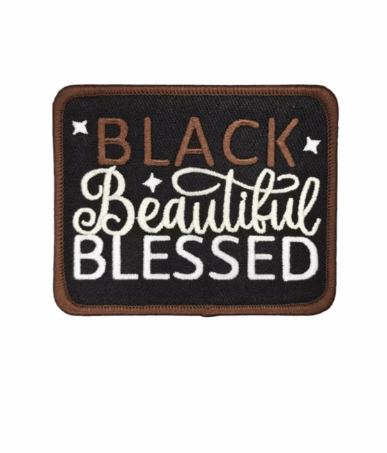 Black beautiful blessed iron on patches