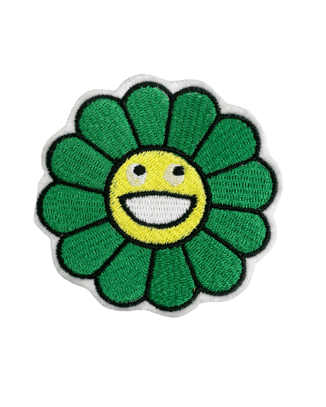 Flower Smiley iron on embroidery patches - Image 2