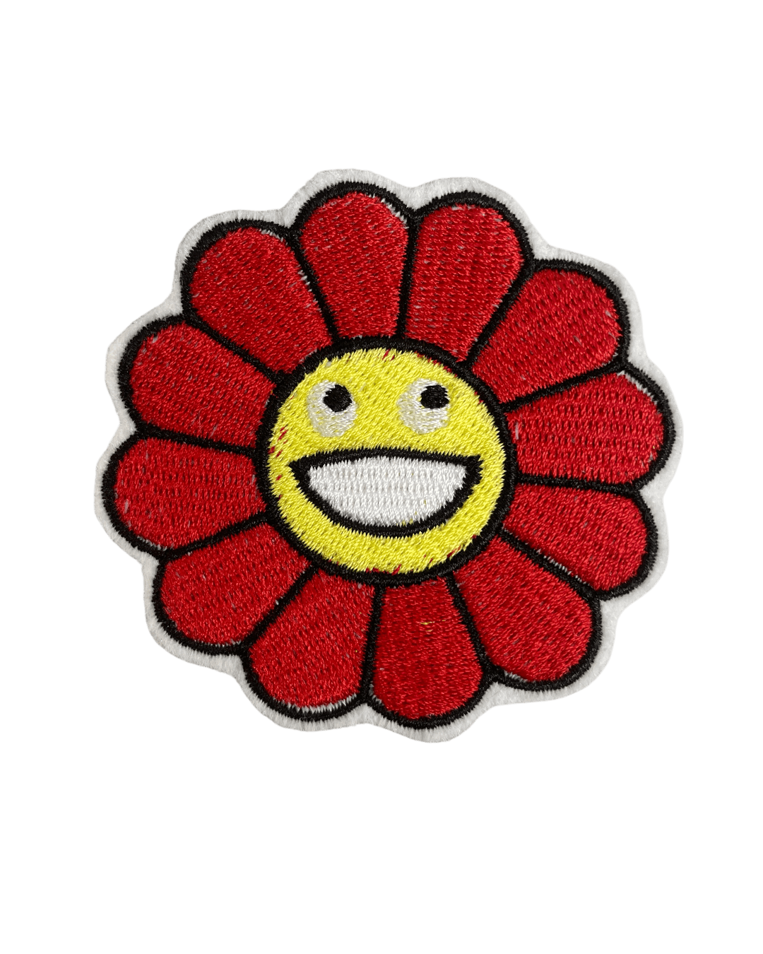Flower Smiley iron on embroidery patches - Image 3