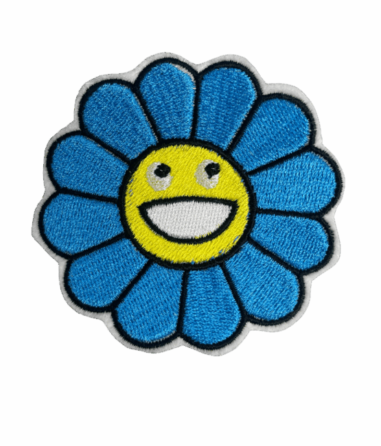 Flower Smiley iron on embroidery patches