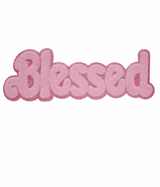 Pink glitter pink blessed chenille Patches
