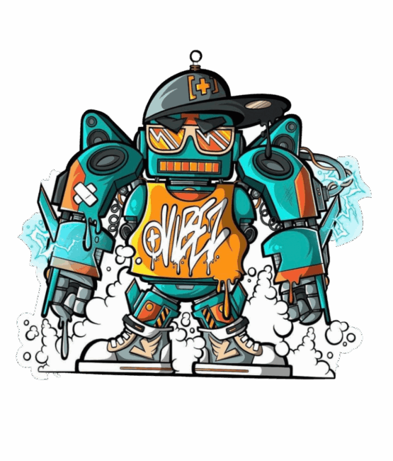 Vibez Robot Art Cartoon Design DTF Ready