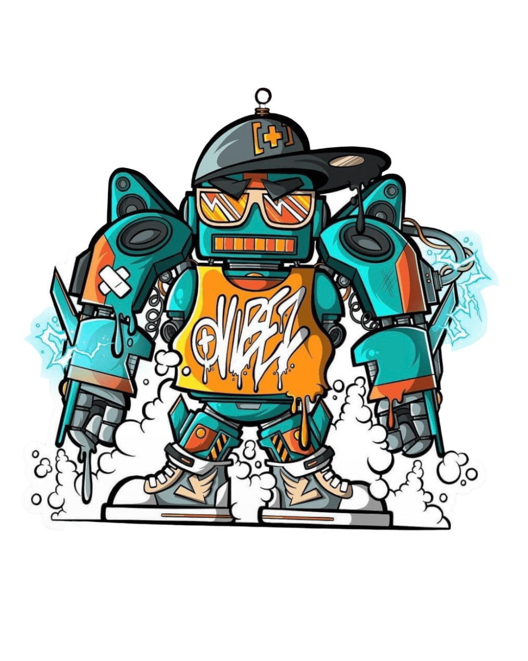 Vibez Robot Art Cartoon Design DTF Ready