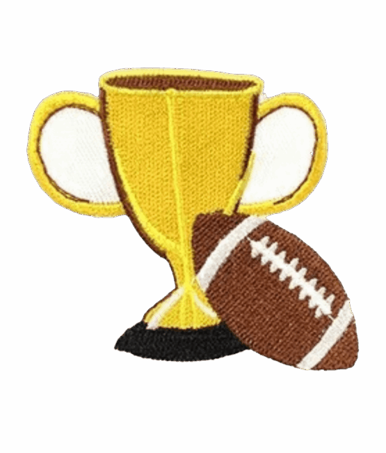 embroidered football iron on patch close up