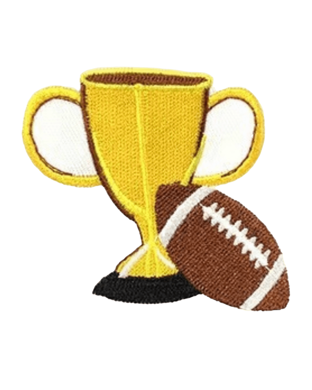 embroidered football iron on patch close up