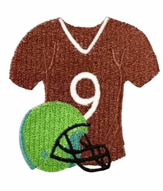 embroidered football iron on patch close up
