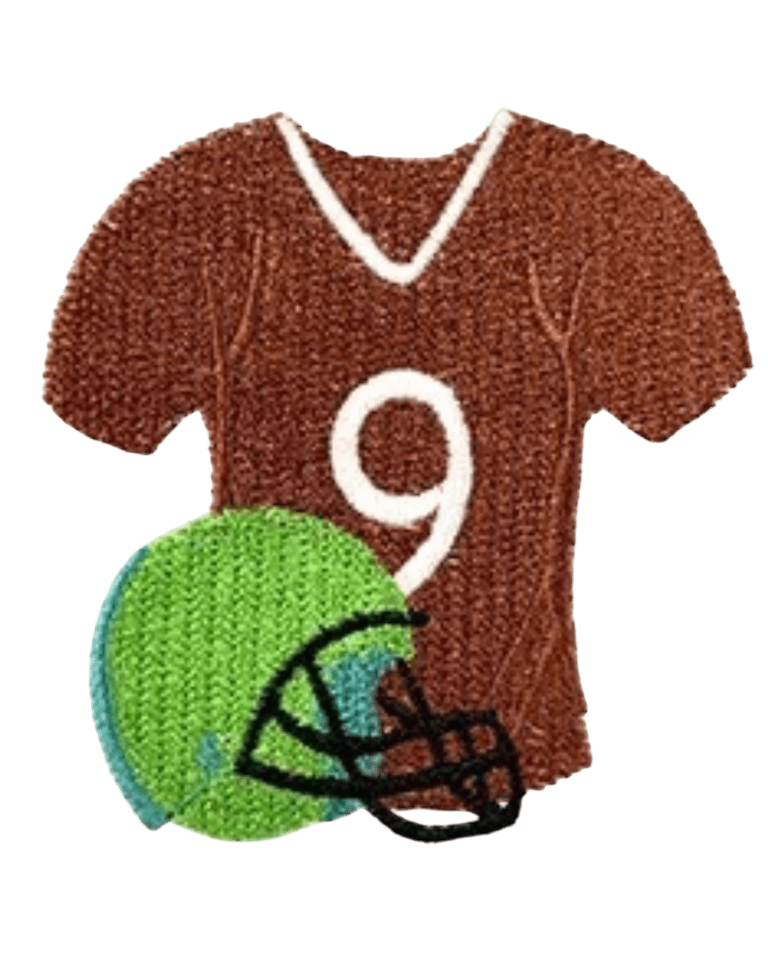 embroidered football iron on patch close up