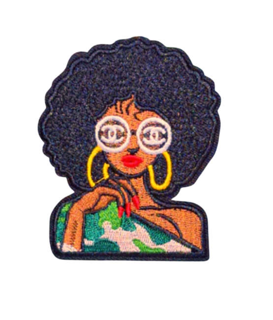 Afro C girl iron on patches