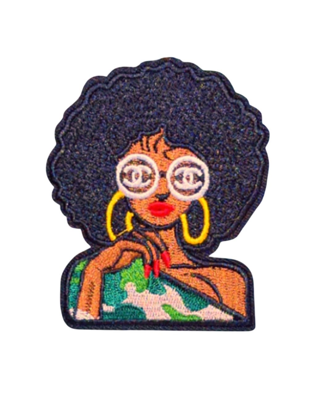 Afro C girl iron on patches