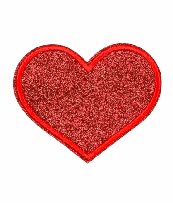 Glitter iron on heart patches