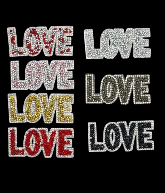 Love rhinestone patches