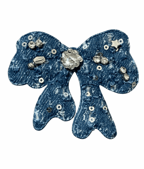 dark bow Denim sew on patches for t-shirt sweater jackets