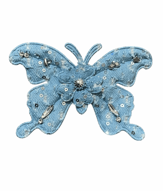Butterfly Denim sew on patches for t-shirt sweater jackets