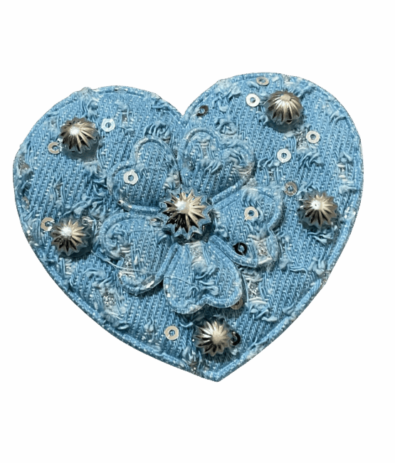 Light heart Denim sew on patches for t-shirt sweater jackets