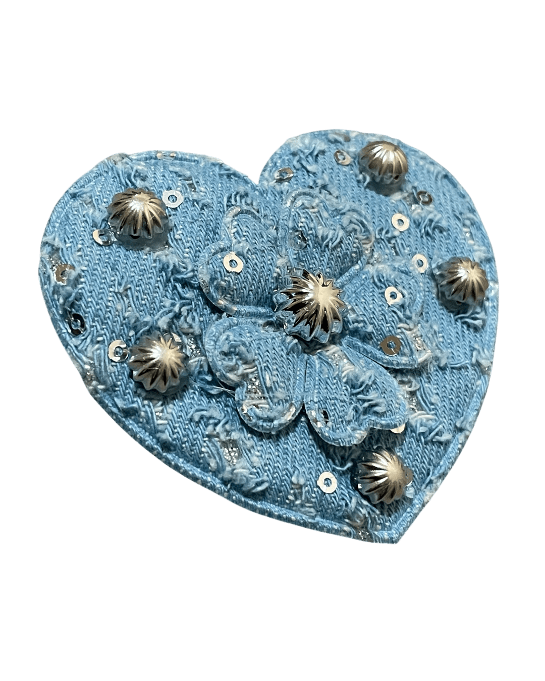 Light heart Denim sew on patches for t-shirt sweater jackets - Image 2