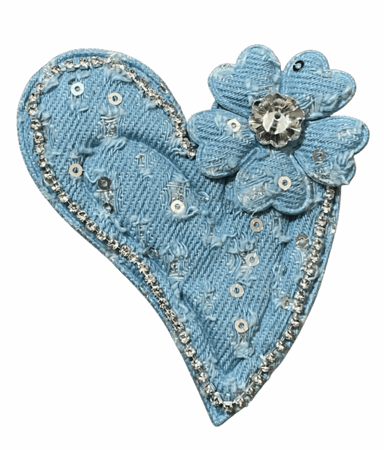 Light stone heart Denim sew on patches for t-shirt sweater jackets